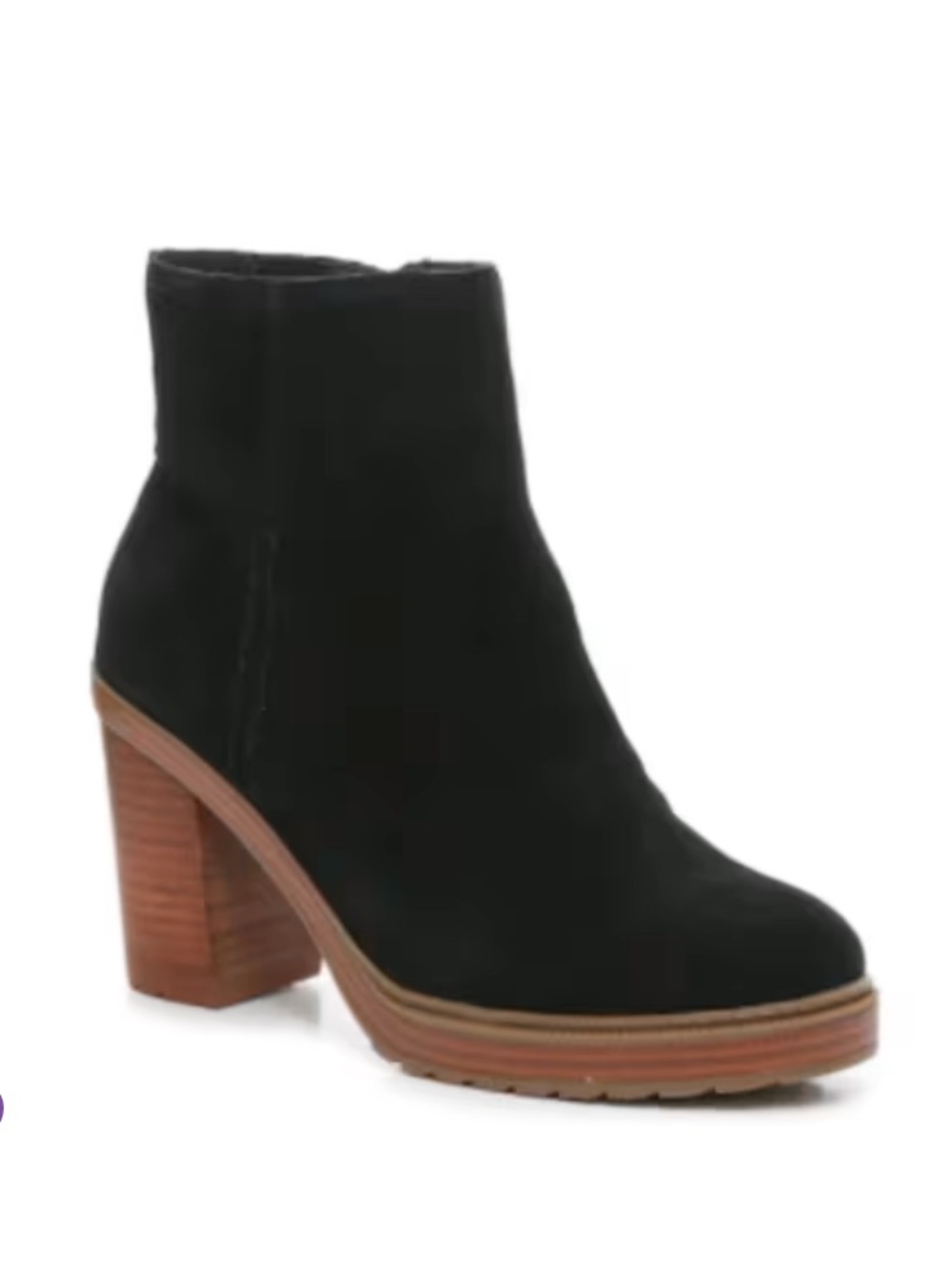 Crown Vintage Amber Platform Black Suede Block Heel Ankle Boots 6.5